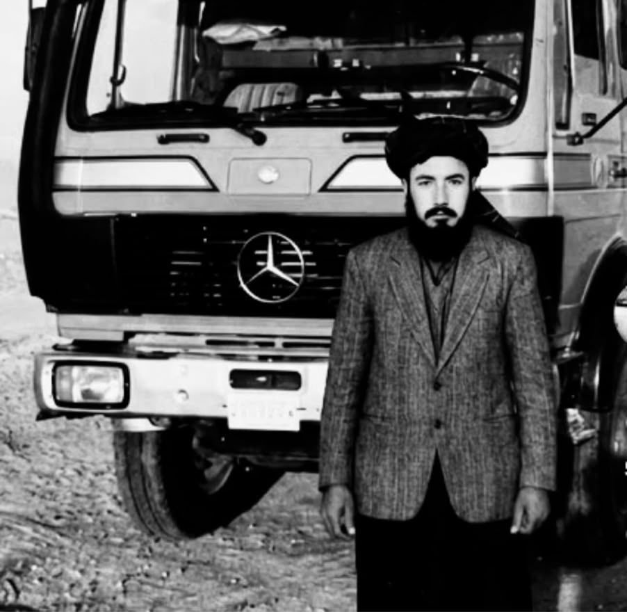 Founder Haji Fateh Khan with his Mercedes-Benz refrigerated truck in 1987
