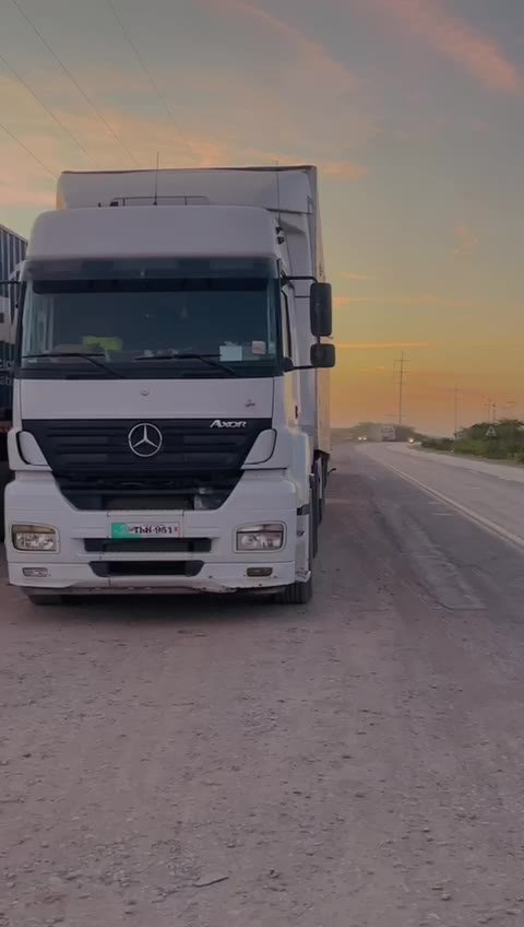 HFK truck leaving the yard at sunset
